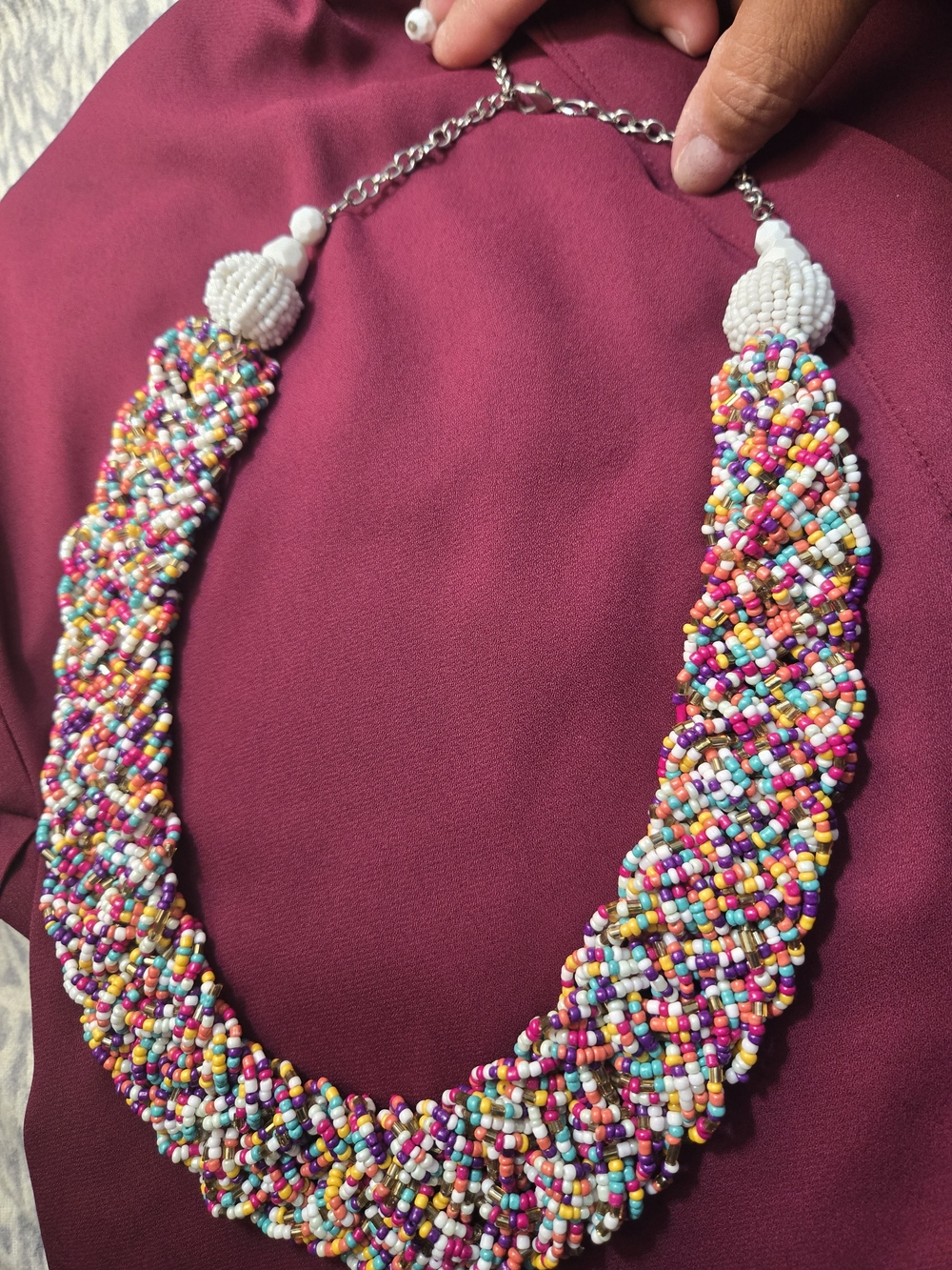 Multicolor Beaded Braided Statement Necklace - Women Jewelry
